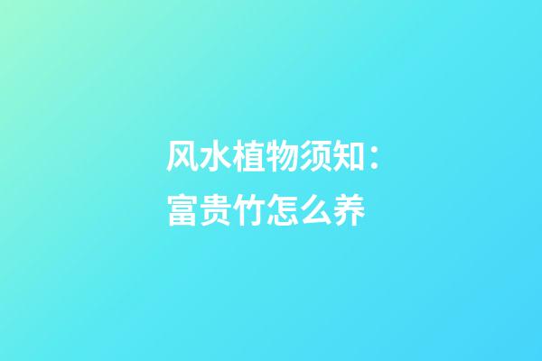 风水植物须知：富贵竹怎么养