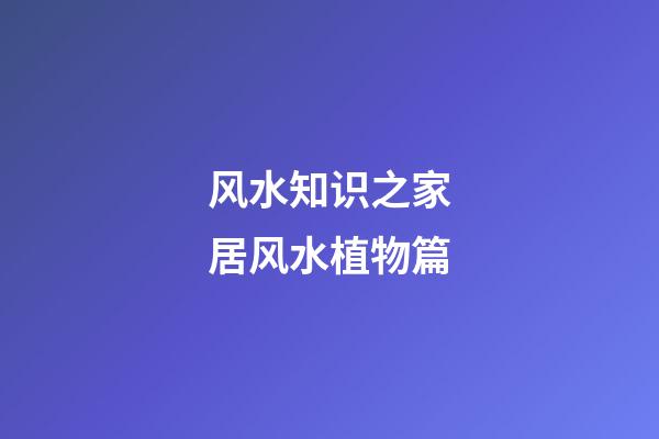 风水知识之家居风水植物篇