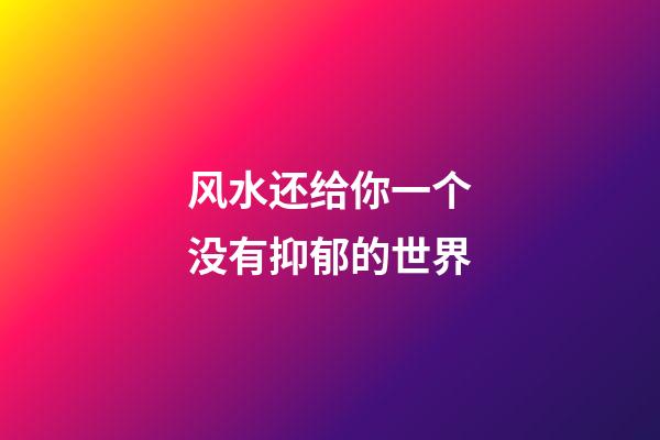 风水还给你一个没有抑郁的世界
