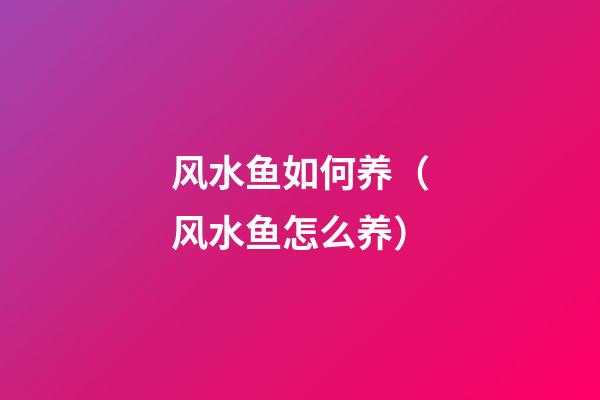 风水鱼如何养（风水鱼怎么养）