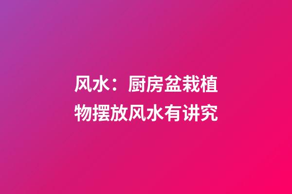 风水：厨房盆栽植物摆放风水有讲究
