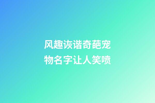 风趣诙谐奇葩宠物名字让人笑喷