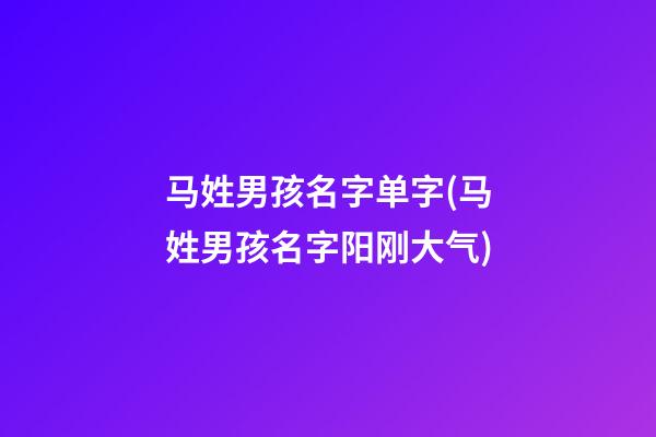 马姓男孩名字单字(马姓男孩名字阳刚大气)