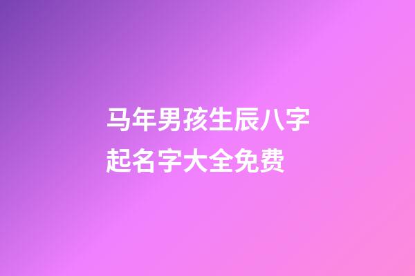 马年男孩生辰八字起名字大全免费