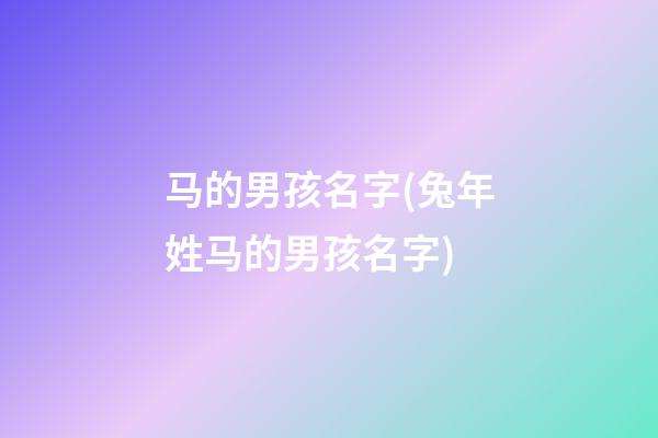马的男孩名字(兔年姓马的男孩名字)