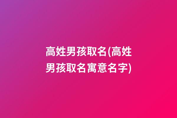 高姓男孩取名(高姓男孩取名寓意名字)