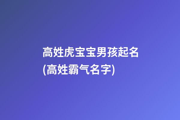 高姓虎宝宝男孩起名(高姓霸气名字)