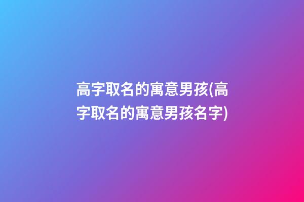 高字取名的寓意男孩(高字取名的寓意男孩名字)
