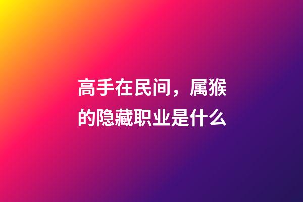 高手在民间，属猴的隐藏职业是什么