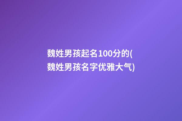 魏姓男孩起名100分的(魏姓男孩名字优雅大气)