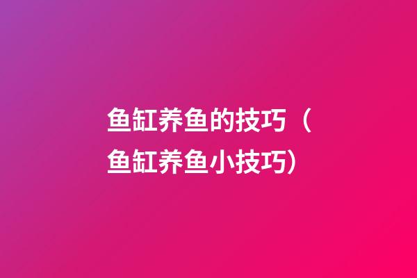 鱼缸养鱼的技巧（鱼缸养鱼小技巧）