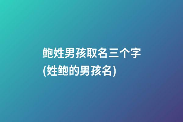 鲍姓男孩取名三个字(姓鲍的男孩名)