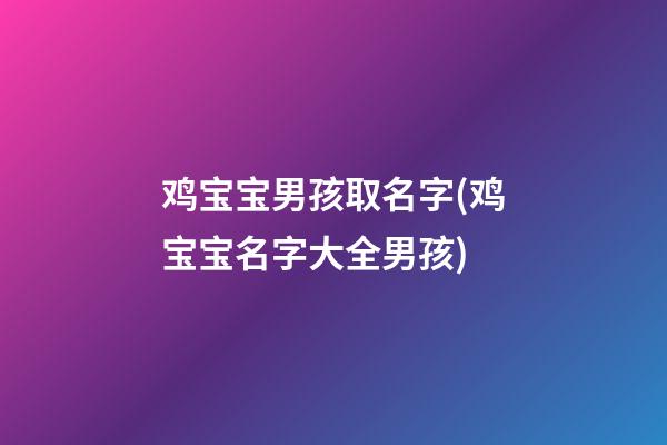 鸡宝宝男孩取名字(鸡宝宝名字大全男孩)
