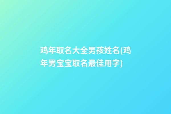 鸡年取名大全男孩姓名(鸡年男宝宝取名最佳用字)