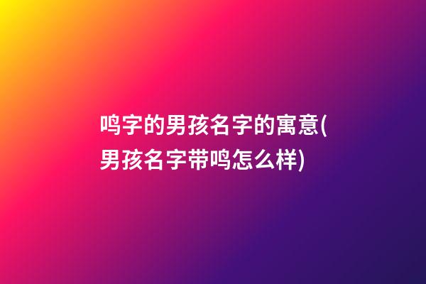 鸣字的男孩名字的寓意(男孩名字带鸣怎么样)