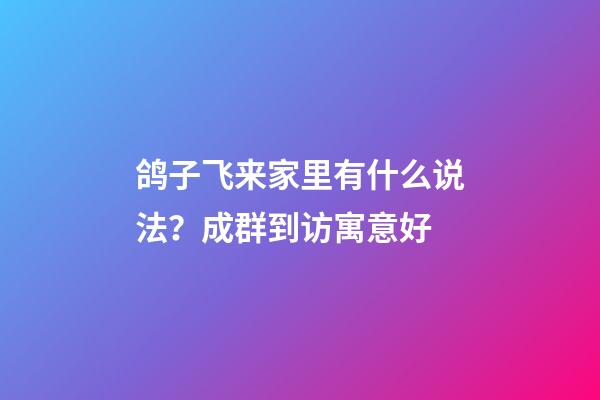 鸽子飞来家里有什么说法？成群到访寓意好