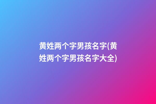 黄姓两个字男孩名字(黄姓两个字男孩名字大全)