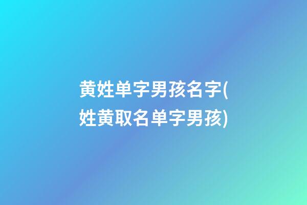 黄姓单字男孩名字(姓黄取名单字男孩)
