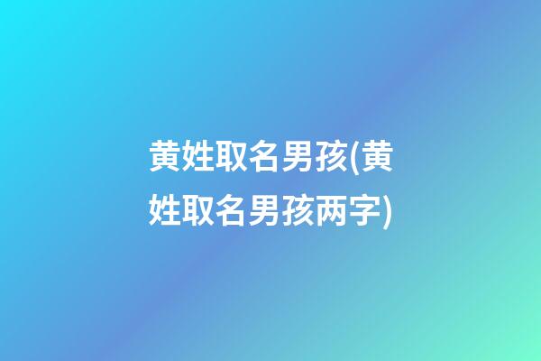 黄姓取名男孩(黄姓取名男孩两字)