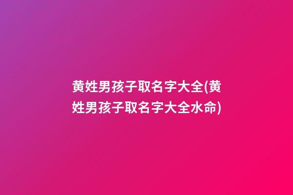 黄姓男孩子取名字大全(黄姓男孩子取名字大全水命)