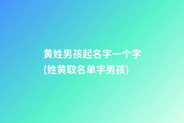 黄姓男孩起名字一个字(姓黄取名单字男孩)