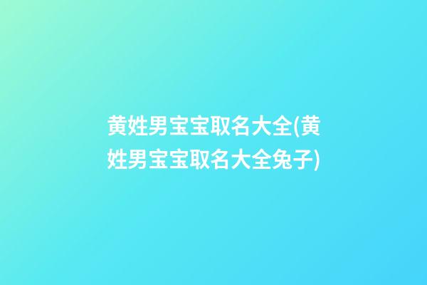 黄姓男宝宝取名大全(黄姓男宝宝取名大全兔子)
