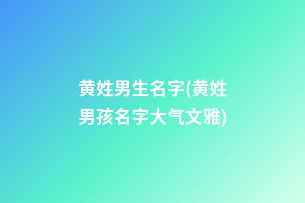 黄姓男生名字(黄姓男孩名字大气文雅)