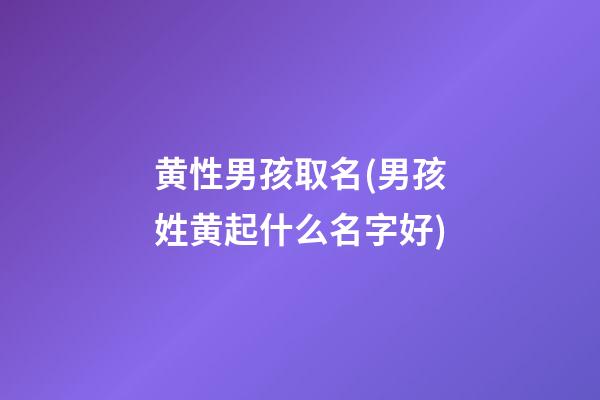 黄性男孩取名(男孩姓黄起什么名字好)