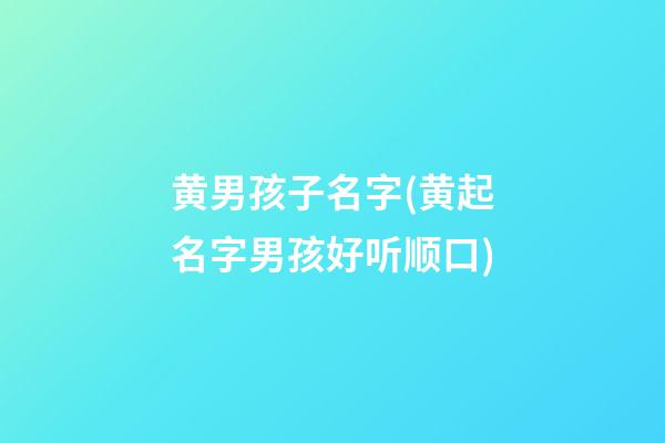 黄男孩子名字(黄起名字男孩好听顺口)