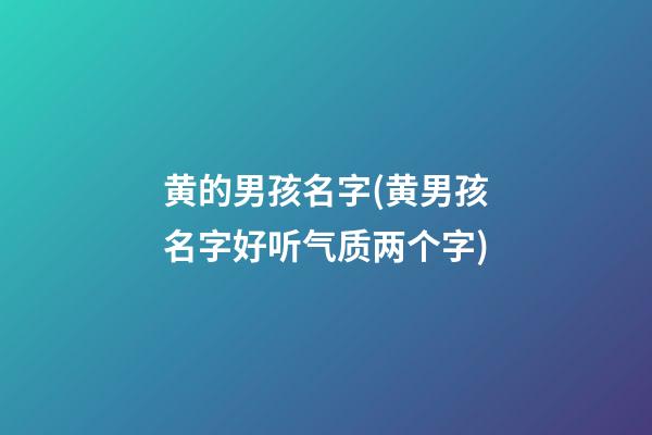 黄的男孩名字(黄男孩名字好听气质两个字)