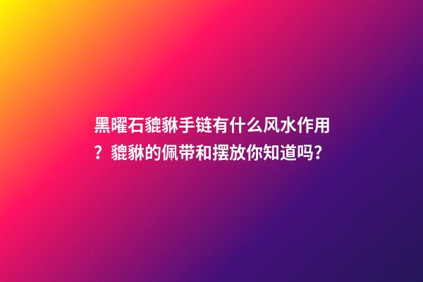 黑曜石貔貅手链有什么风水作用？貔貅的佩带和摆放你知道吗？