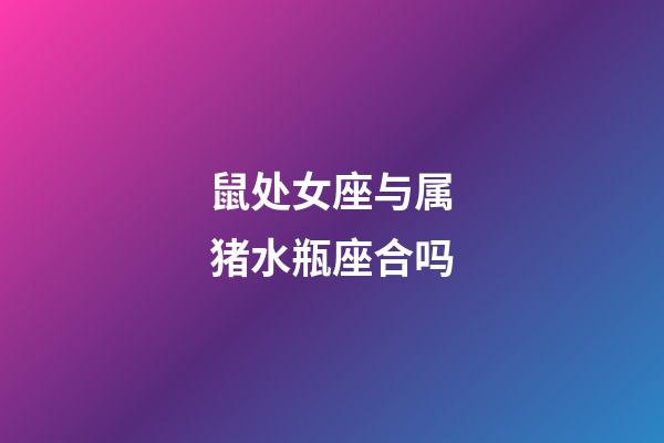 鼠处女座与属猪水瓶座合吗-第1张-星座运势-玄机派