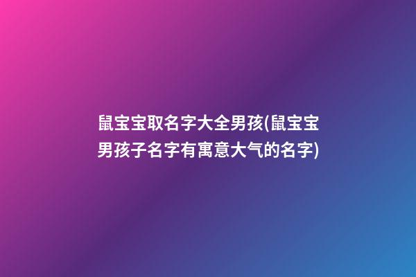 鼠宝宝取名字大全男孩(鼠宝宝男孩子名字有寓意大气的名字)
