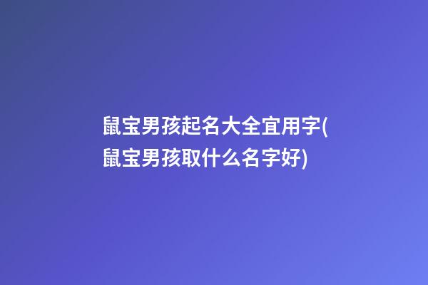 鼠宝男孩起名大全宜用字(鼠宝男孩取什么名字好)