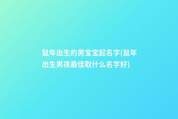 鼠年出生的男宝宝起名字(鼠年出生男孩最佳取什么名字好)