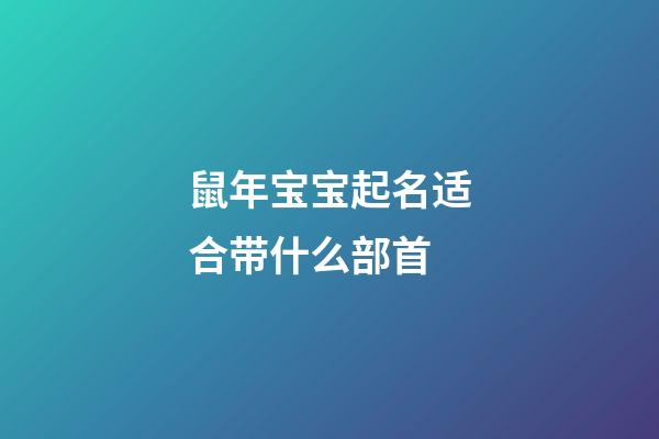 鼠年宝宝起名适合带什么部首