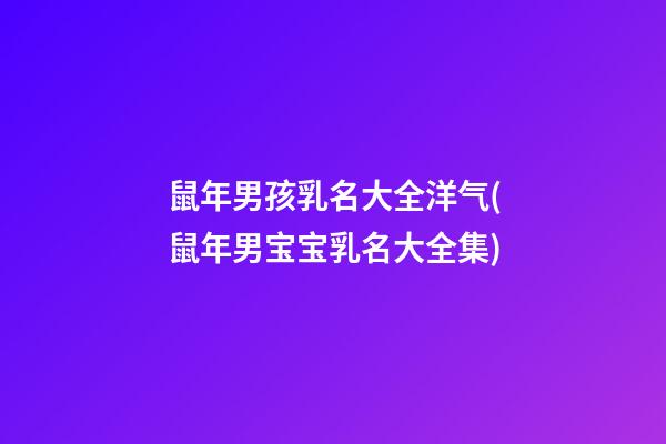 鼠年男孩乳名大全洋气(鼠年男宝宝乳名大全集)