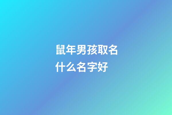 鼠年男孩取名什么名字好