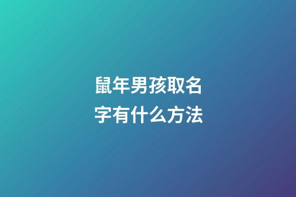 鼠年男孩取名字有什么方法