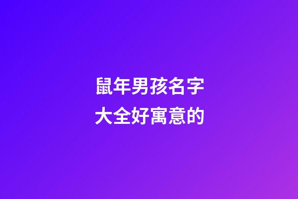 鼠年男孩名字大全好寓意的