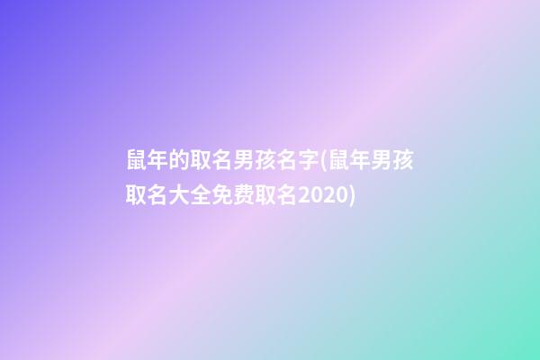 鼠年的取名男孩名字(鼠年男孩取名大全免费取名2020)