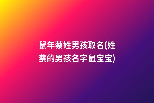 鼠年蔡姓男孩取名(姓蔡的男孩名字鼠宝宝)