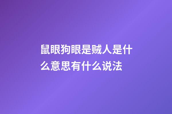 鼠眼狗眼是贼人是什么意思有什么说法