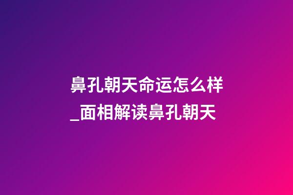 鼻孔朝天命运怎么样_面相解读鼻孔朝天