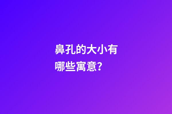 鼻孔的大小有哪些寓意？