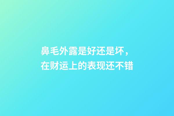 鼻毛外露是好还是坏，在财运上的表现还不错