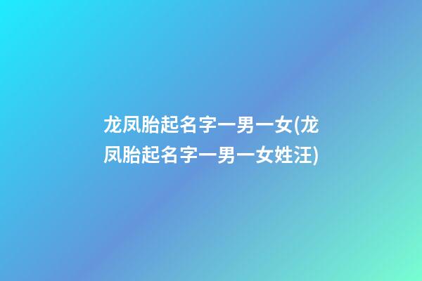 龙凤胎起名字一男一女(龙凤胎起名字一男一女姓汪)