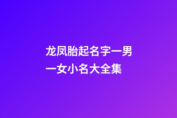 龙凤胎起名字一男一女小名大全集