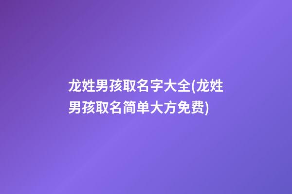 龙姓男孩取名字大全(龙姓男孩取名简单大方免费)