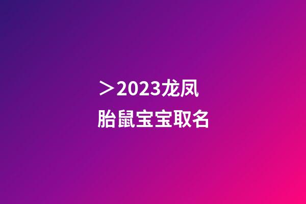 ＞2023龙凤胎鼠宝宝取名